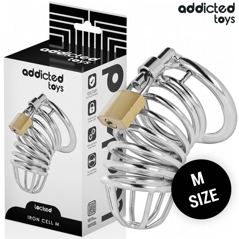 Addicted toys locked - iron cell metal penis cage size m