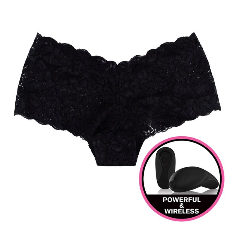 Secrets Vibrating Panties - Lace Boyshort Black Queen 5