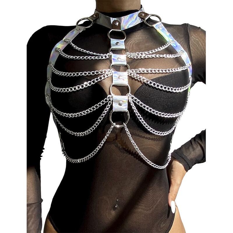 Subblime - 953737 chest harness with rings and chains silver one size 1