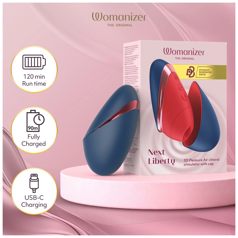 Womanizer - next liberty 3d pleasure air clitoral stimulator blue/red 7