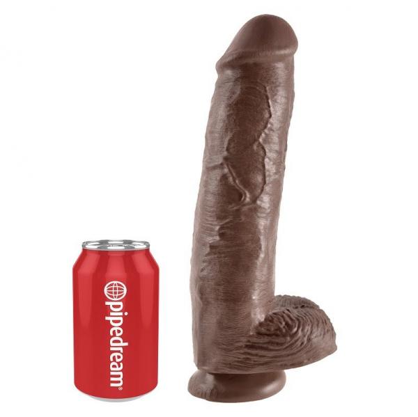 King Cock 11&Quot; Cock Brown With Balls 28 Cm