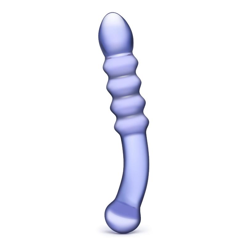 Glas - Purple Rain Ribbed Glass Dildo - Sklenené Dildo 2