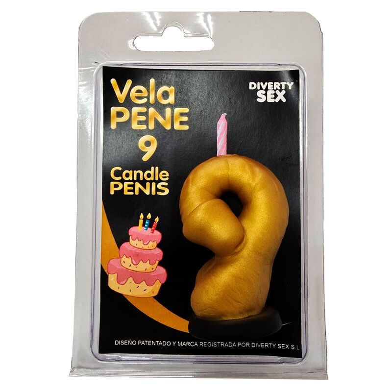 Diablo picante - penis candle in the shape of the number 0 gold color