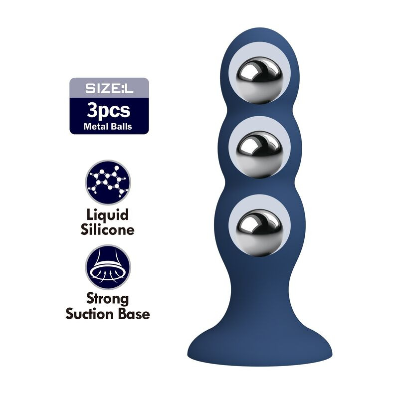 Mr play - anal plug with metal balls and suction cup blue 1