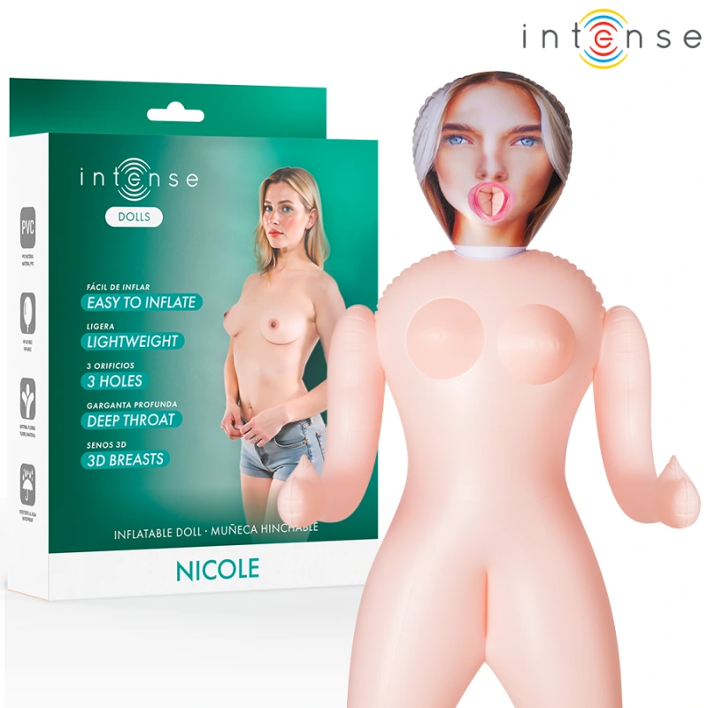 Intense dolls - nicole inflatable doll with three orifices