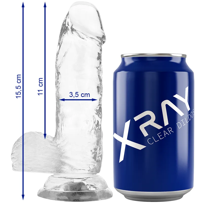 Xray Harness + Clear Cock With Balls  15.5cm X 3.5cm - Pripínací Penis