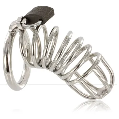 Metal hard - cage ring chastity device