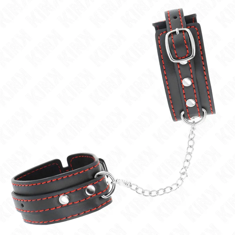 Kink - Small Wrist Restraints Black With Red Lining Adjustable 14-24 Cm X 3.5 Cm