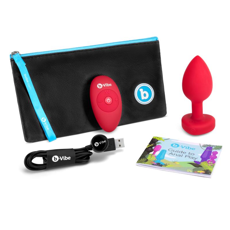 B-Vibe - Vibrating Heart Plug M/L Red 2
