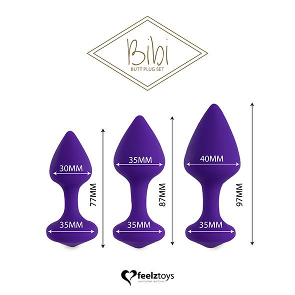 Feelztoys - Bibi Butt Plug Set 3 Pcs Purple- Sada Análnych Kolíkov 9