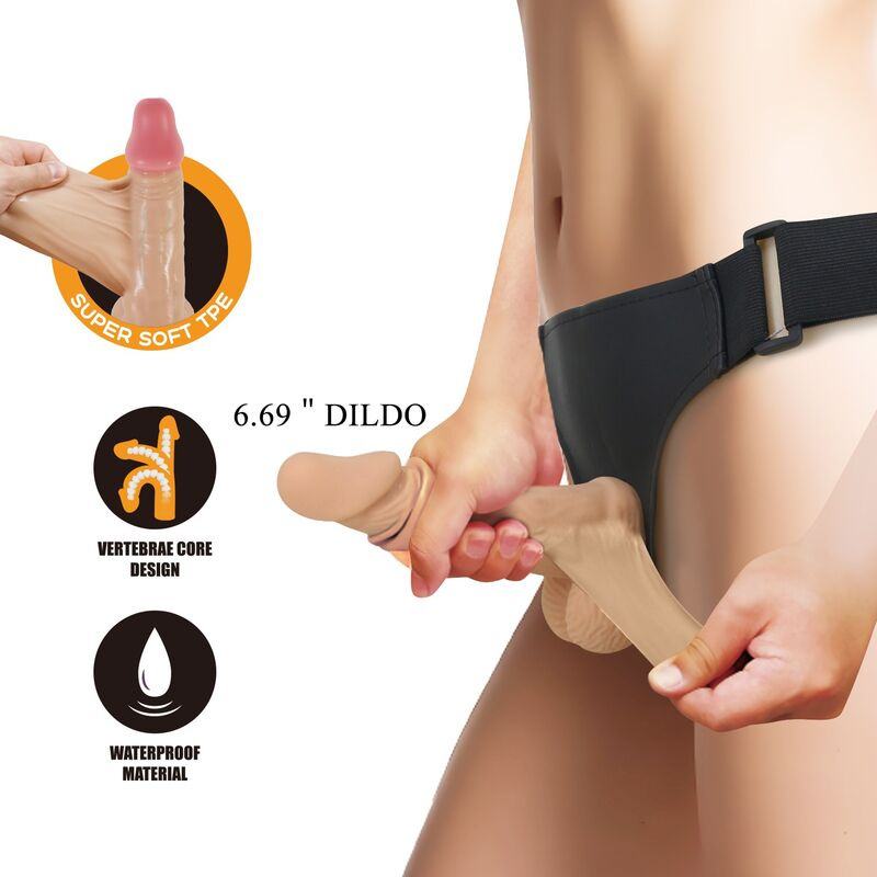 Pretty love - zane harness with flexible dildo 17 cm Ø 4.3 cm natural 6