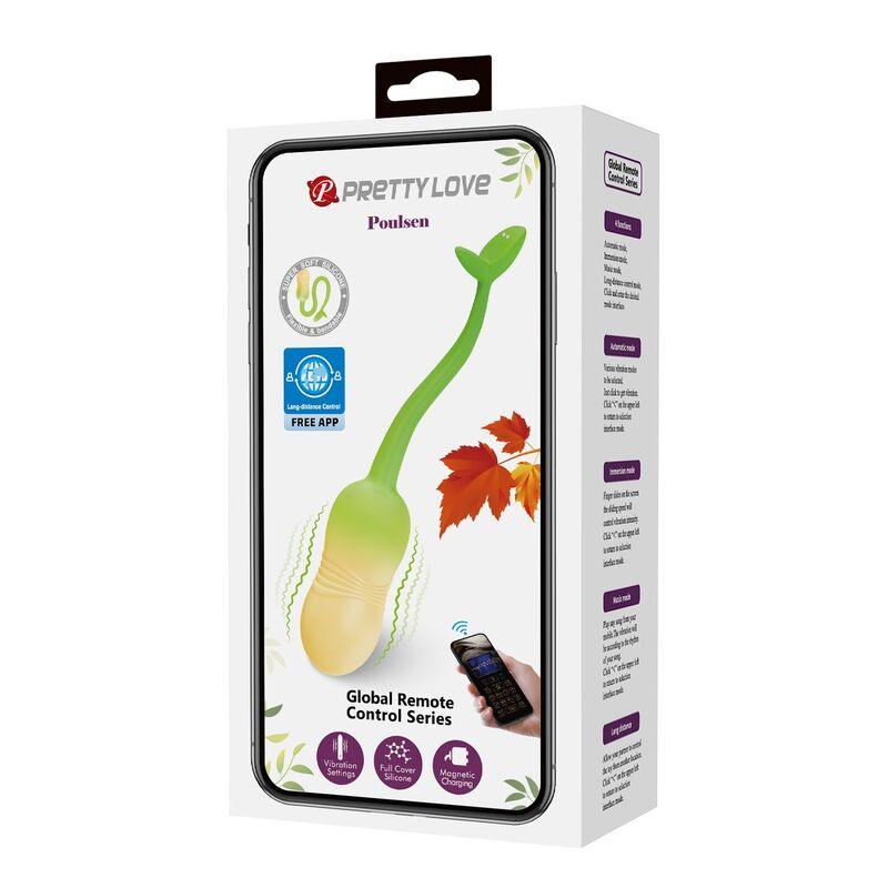 Pretty love - pulsen app control vibrating egg 12 functions usb rechargeable green-yellow 19