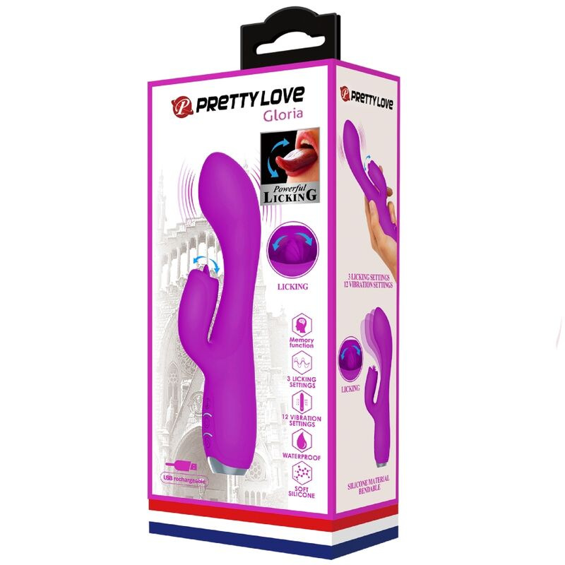 Pretty love - gloria rechargeable rabbit vibrator-waterproof purple 10