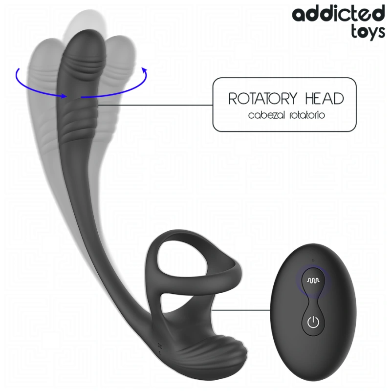 Addicted toys - anal plug with vibration and 360º waving and testicle stimulator