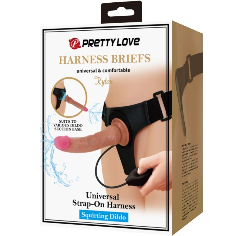 Pretty love - kyton universal harness briefs with squirting dildo 19 cm mulato 7