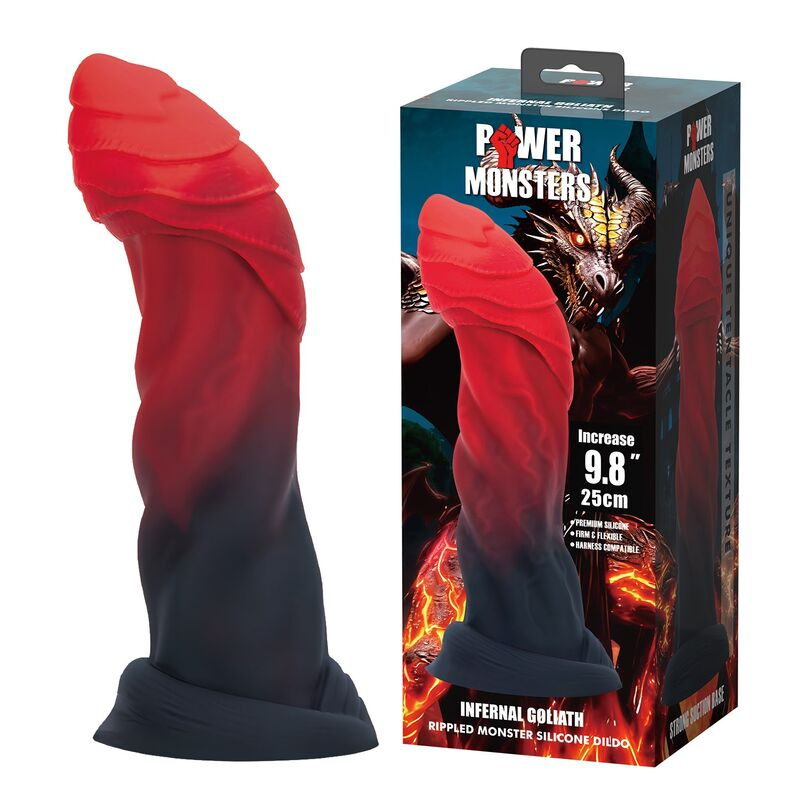 Power monsters - infernal goliath bicolor fantasy silicone dildo 25 cm Ø 6 cm 5