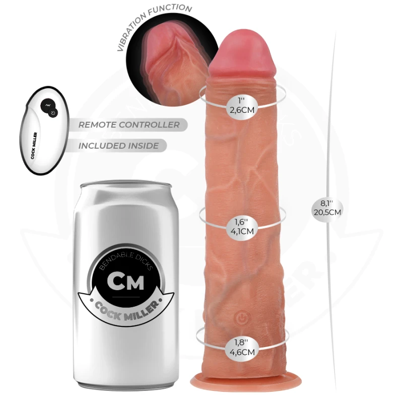 Cock miller - realistic dildo with suction cup and remote control vibration 20.5 cm 3