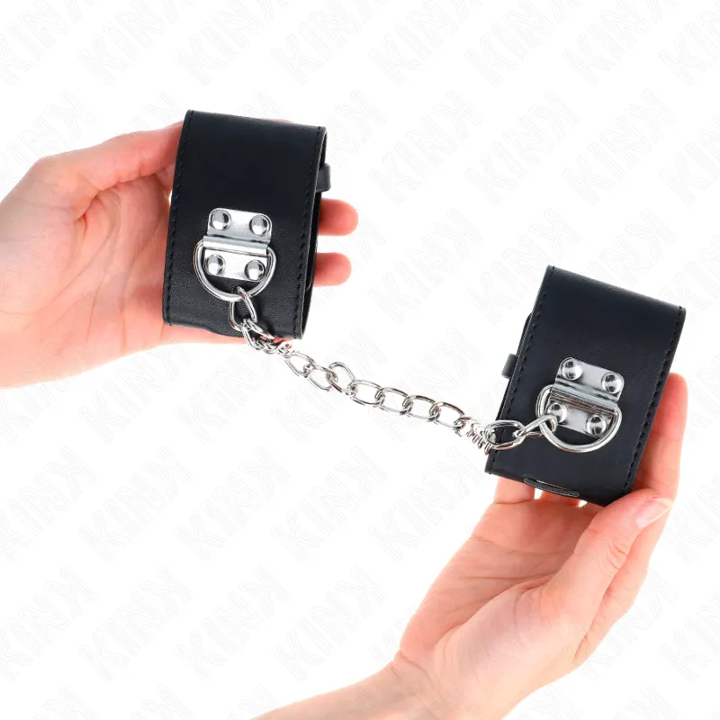 Kink - Fixed Wrist Restraints With Chain 30 Cm And Padlock Closure Black Adjustable 16-23 2