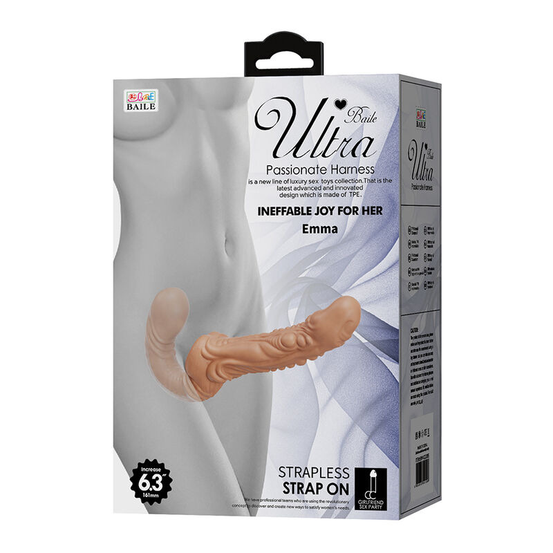 Baile - emma textured double penetration strap-on flesh 8