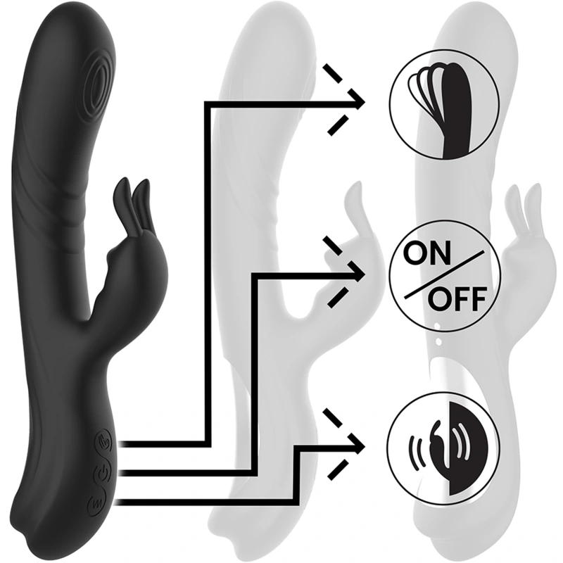 Black&silver - jamie rechargeable silicone rabbit stimulator black 4