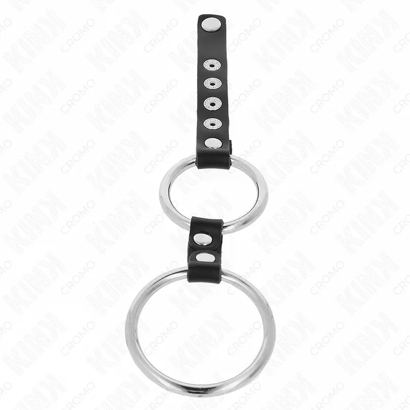 Kink - double metal penis ring 3.8 cm to 5 cm connected with leather