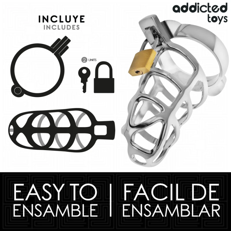 Addicted toys locked - silver lock metal penis cage size s 3