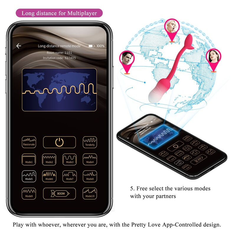 Pretty love - pulsen app control vibrating egg 12 functions usb rechargeable pink 17