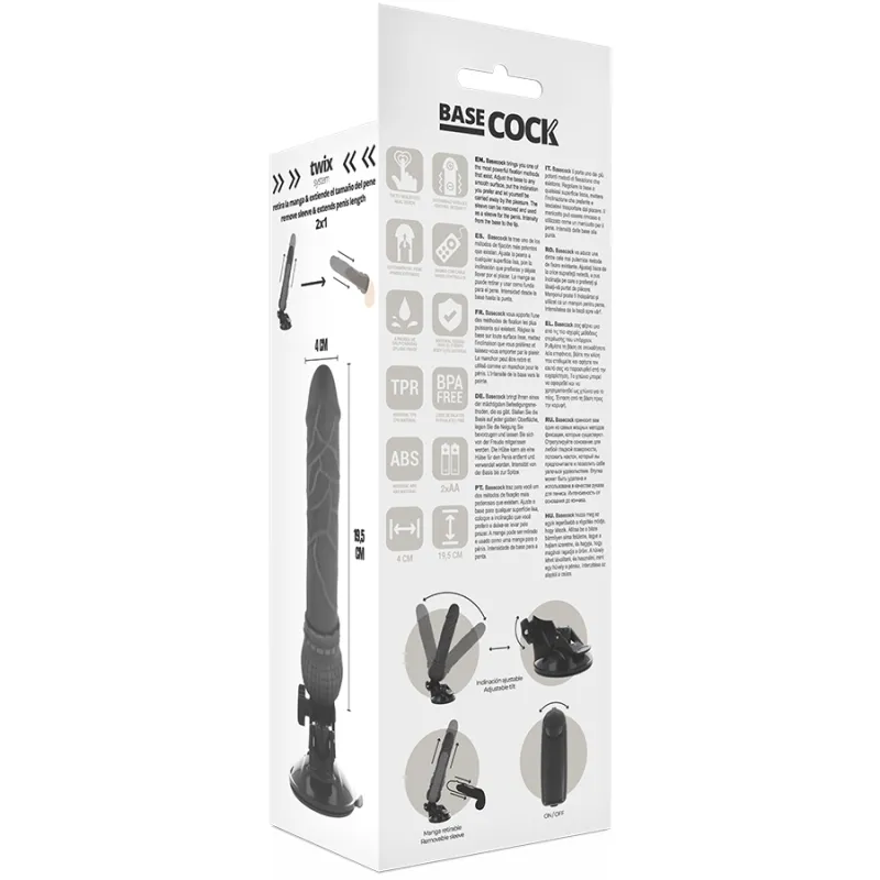 Basecock Realistic Vibrator Remote Control Black 19.5cm 4