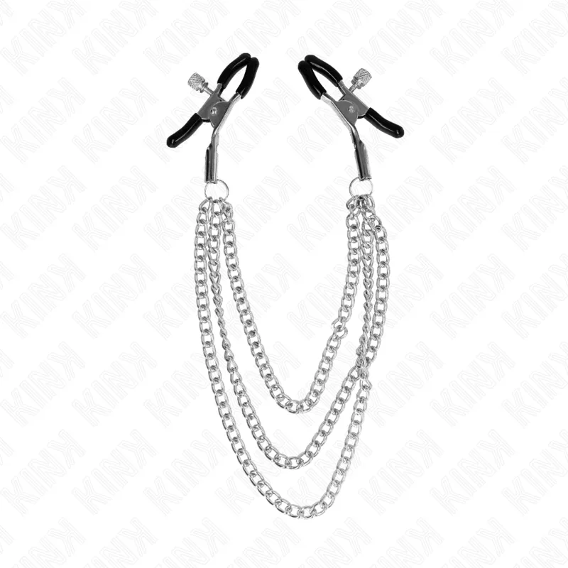 Kink - Nipple Clamps With 3 Chains Silver 20/23/28 Cm