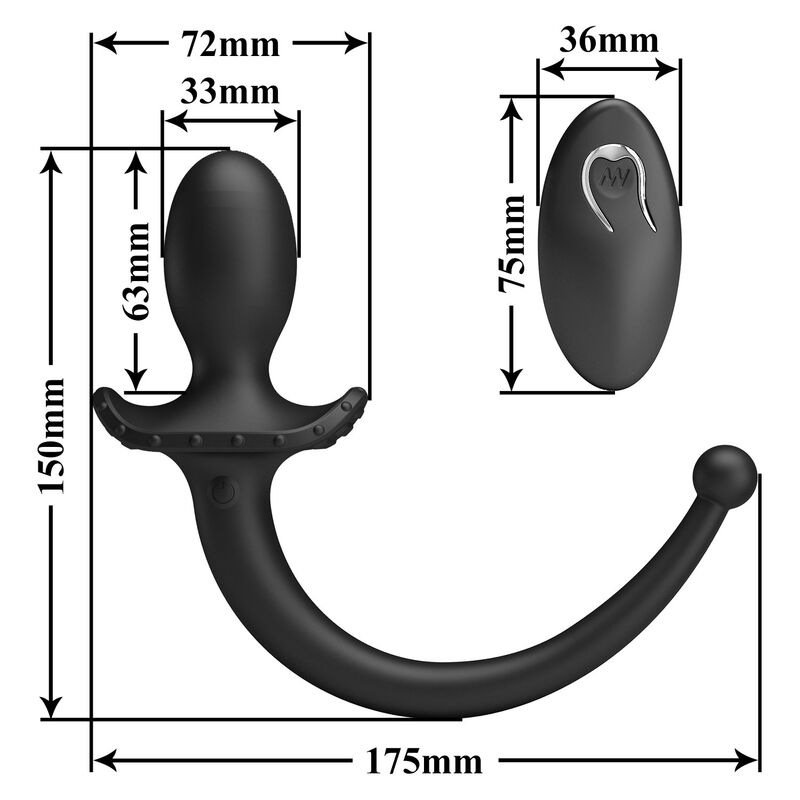 Mr play - wireless remote control anal and perineum vibrator black 8