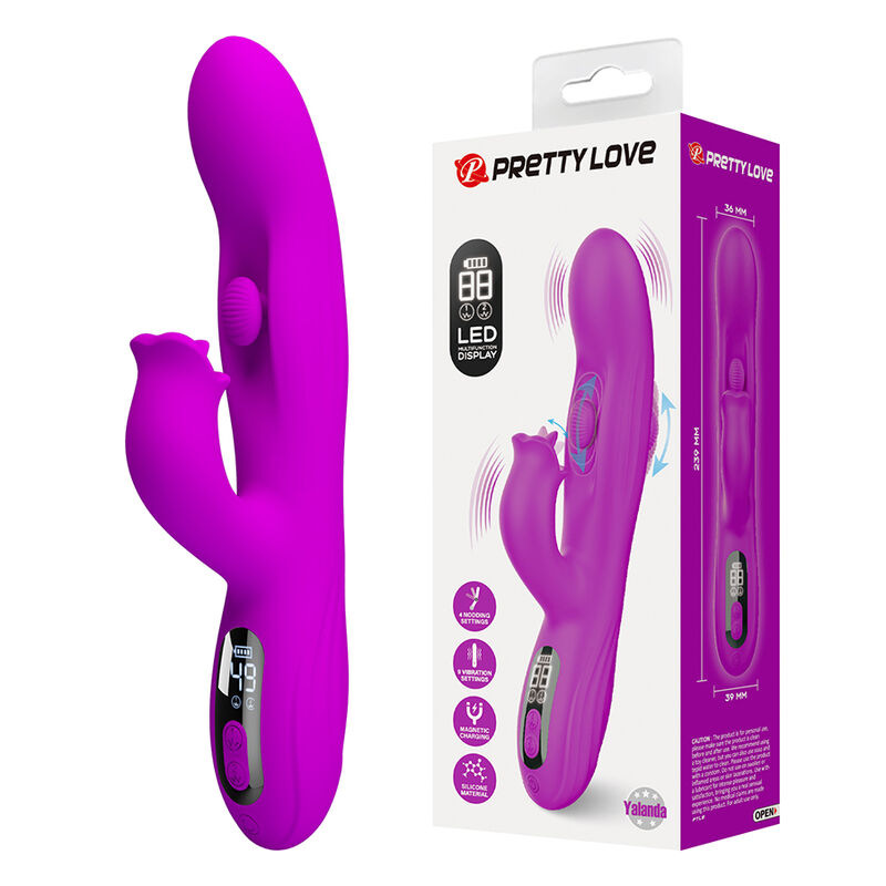 Pretty love - yalanda rabbit oscillating vibrator with led display purple 10