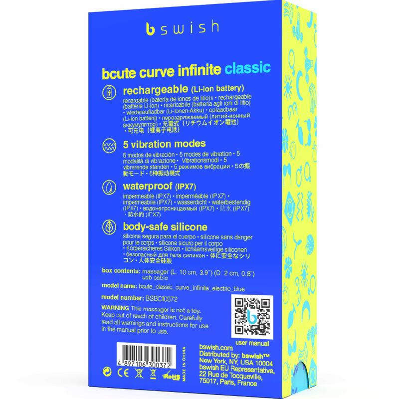 B Swish - Bcute Curve Infinite Classic Silicone Rechargeable Vibrator Electric Blue 4