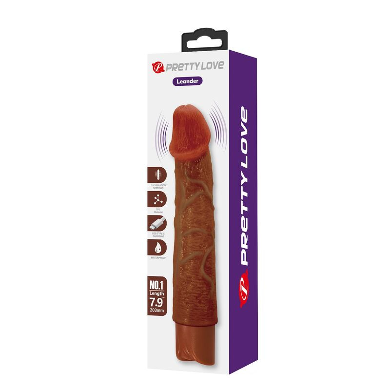 Pretty love - leonardo realistic vibrator 20 cm Ø 4 cm brown 2