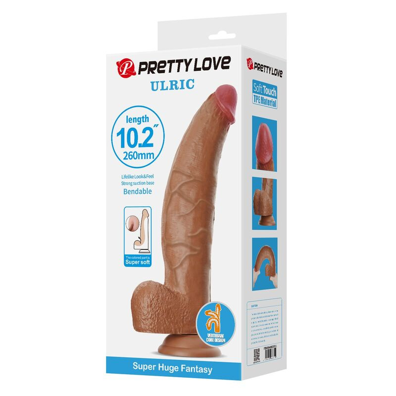 Pretty love - ulric realistic flexible dildo 26 cm Ø 5.5 cm tpe brown 1