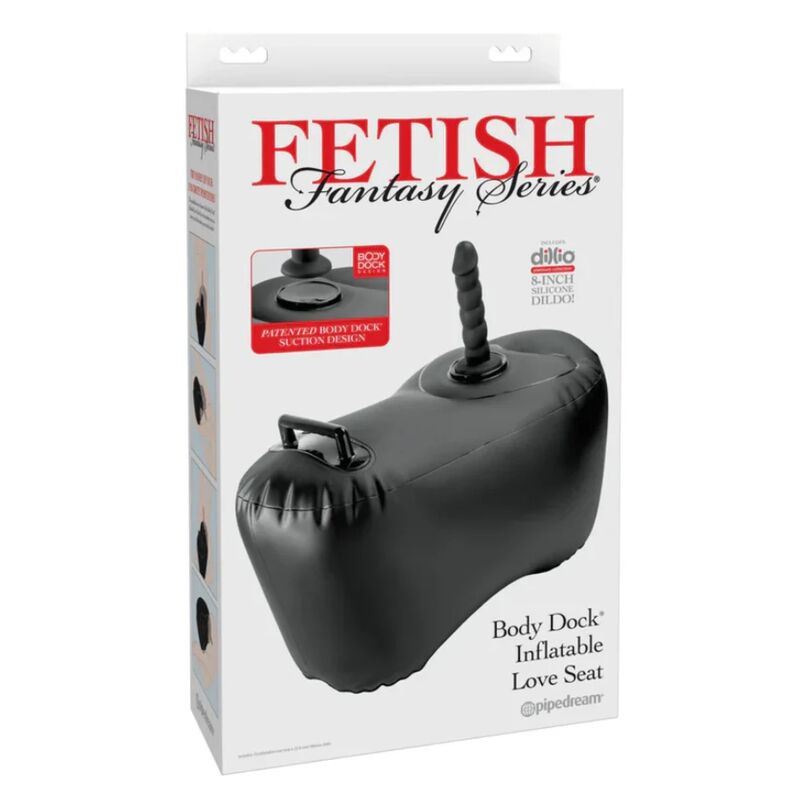 Fetish fantasy series - body dock inflatable love seat with dildo 69.2 cm black 6