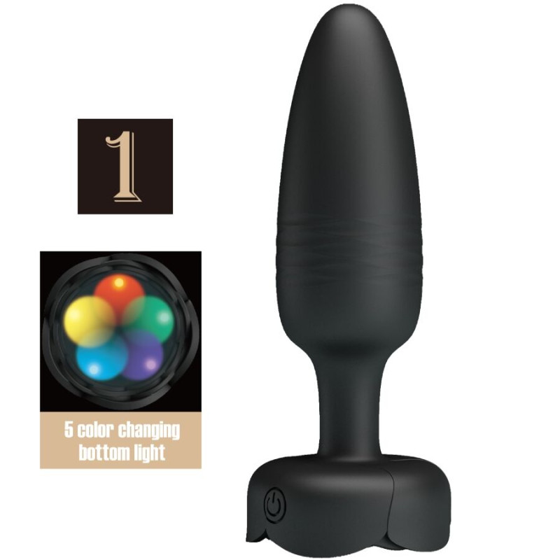 Pretty love - tarion anal plug with led light black 12.5 cm