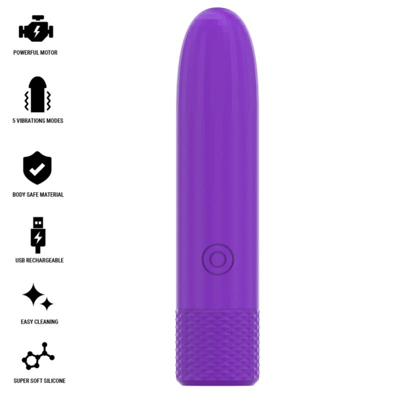 Intense - symone usb rechargeable vibrating bullet 8 vibrations purple 10 x 2.2 cm 1