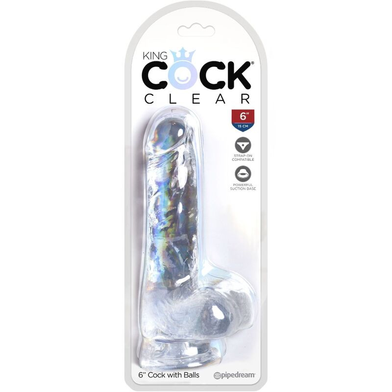 King cock - clear realistic penis with balls 13.5 cm transparent 4