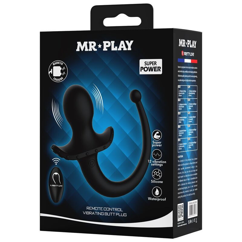 Mr play - wireless remote control anal and perineum vibrator black 1