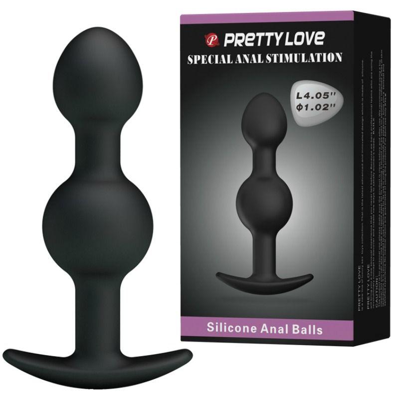 Pretty Love Bottom - Silicone Anal Balls  10.3 Cm - Black