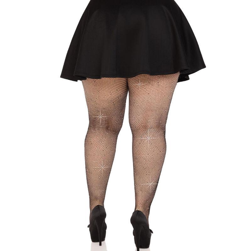 Leg Avenue - Crystalized Mesh Stockings Black Plus Size