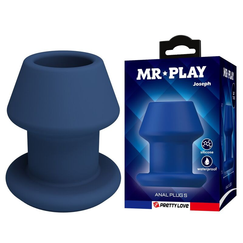 Mr play - jack blue silicone hollow anal plug size s