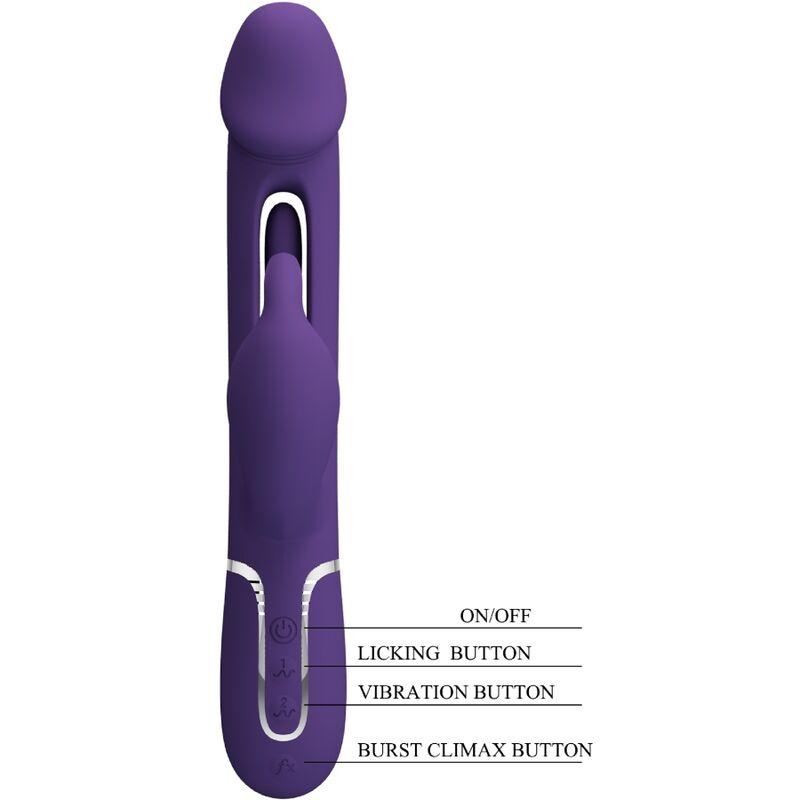 Pretty Love - Kampas Rabbit 3 In 1 Multifunction Vibrator With Tongue Violet 6