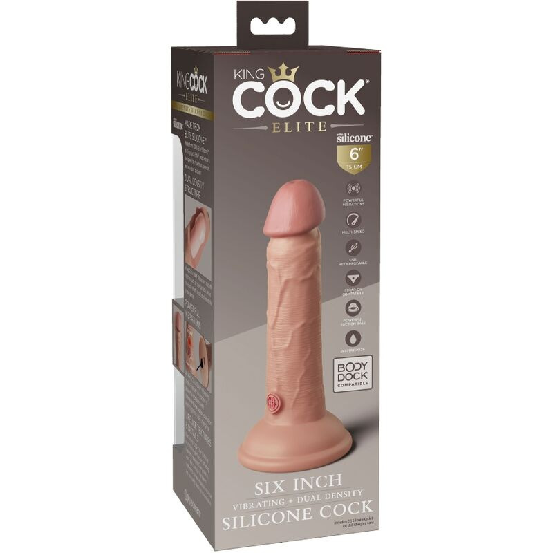King cock - elite realistic dildo vibrating & silicone 15.2 cm 6