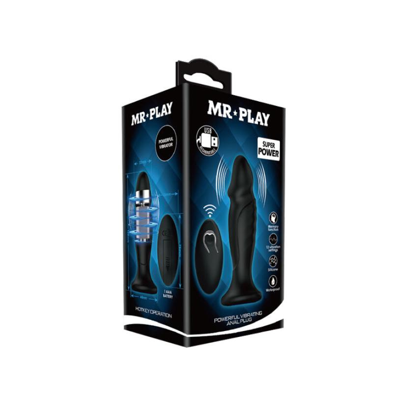 Mr Play - Anal Plug With Vibration Black Remote Control