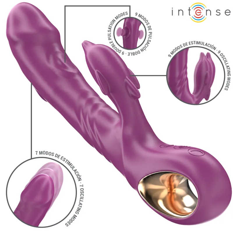 Intense - halle multifunction vibrator with dolphin stimulating tongue purple