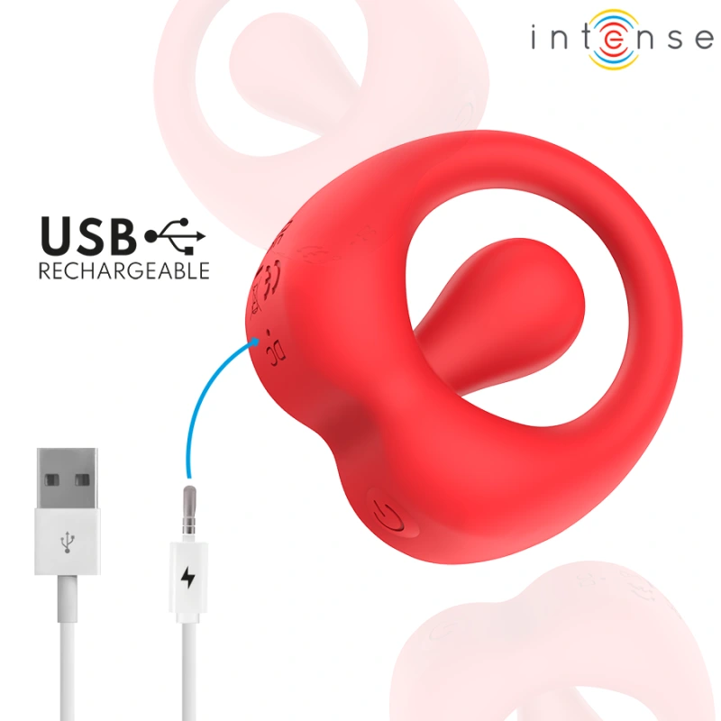 Intense - russell vibrating penis ring with clitoris stimulation red 5