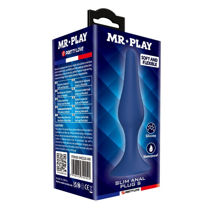 Mr play - blue silicone slim anal plug size s 7