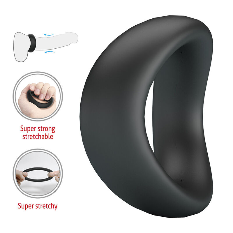 Crazy bull - valen ergonomic silicone cock ring black 5