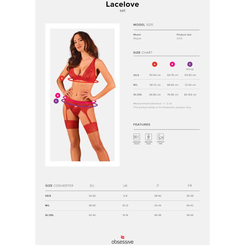 Obsessive - Lacelove Three Pieces Set Red M/L